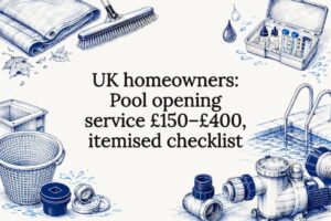 Decorative pool opening service title card