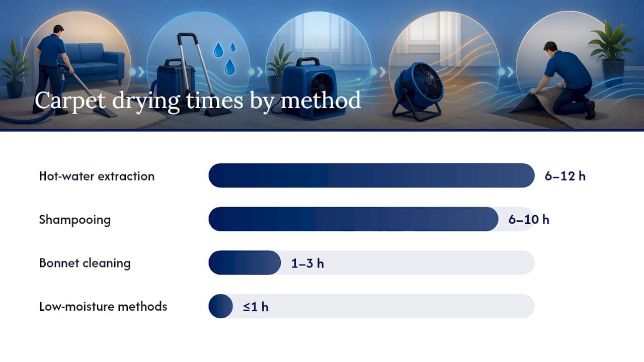 How long does carpet take to dry after cleaning? — overview diagram