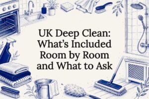 Decorative deep cleaning title card illustration