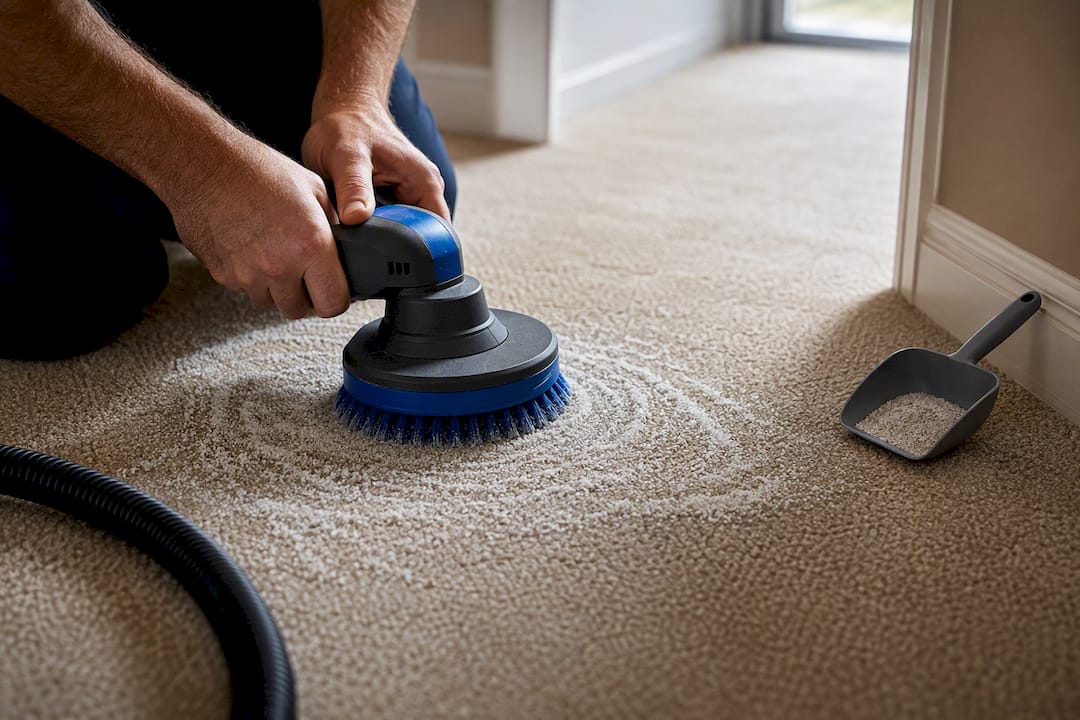 Biodegradable compound worked into carpet